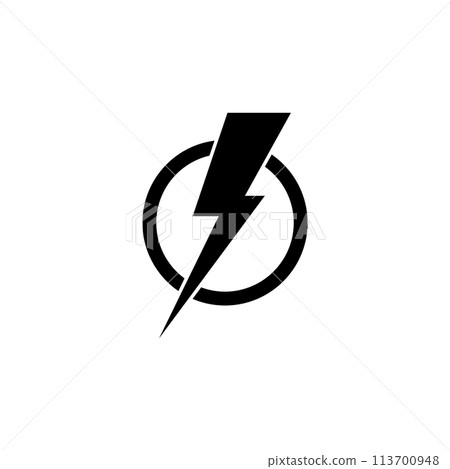 Lightning Electric Power Flat Vector Icon 113700948
