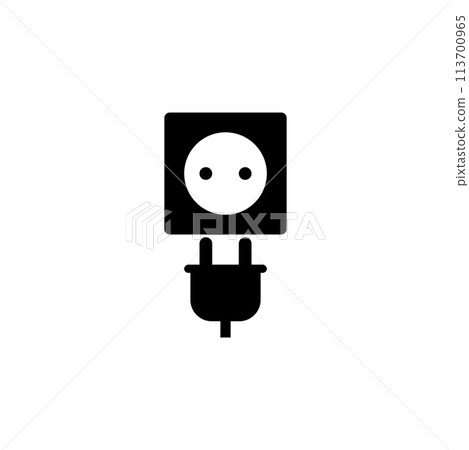 Electric Plug with Power Outlet Flat Vector Icon Electric Plug with Power Outlet Flat Vector Icon 113700965