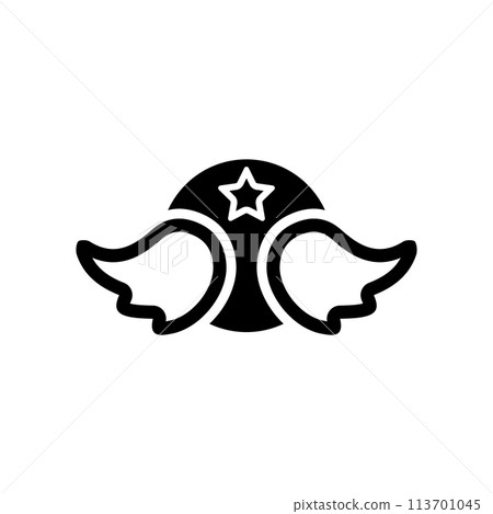 Aviation Military Wings with Star Flat Vector Icon Aviation Military Wings with Star Flat Vector Icon 113701045