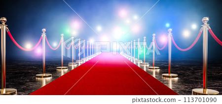 Glamorous red carpet event entrance with spotlight 113701090