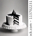 Multi layered handmade cake with zigzag design, generated with AI. 113702231