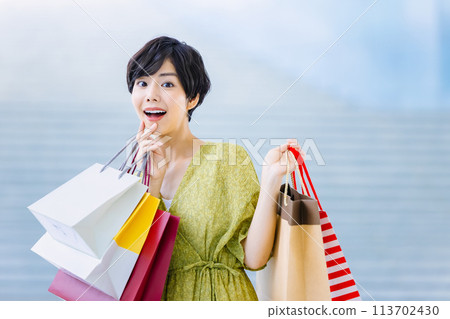 Woman shopping at a shopping center 113702430