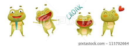 Funny Green Frog Character Engaged in Different Activity Vector Set Funny Green Frog Character Engaged in Different Activity Vector Set 113702664