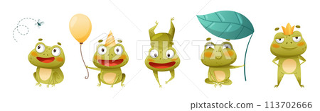 Funny Green Frog Character Engaged in Different Activity Vector Set Funny Green Frog Character Engaged in Different Activity Vector Set 113702666