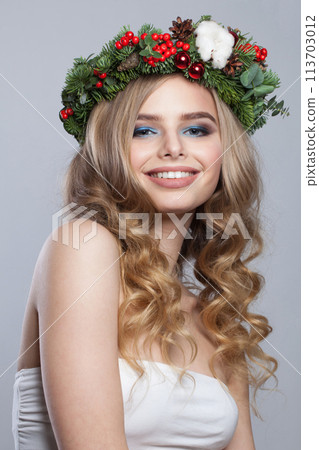 Attractive blonde beauty. Young woman portrait Attractive blonde beauty. Young woman portrait 113703012
