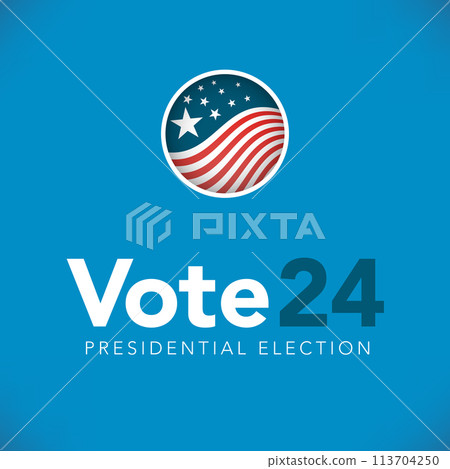 Voting 2024 Icon with Vote, Government, and Patriotic Symbolism and Colors 113704250