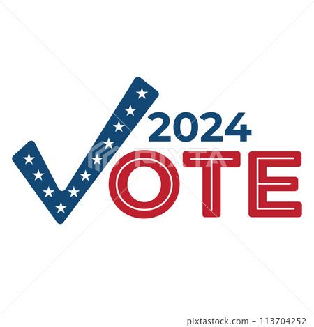 Voting 2024 Icon with Vote, Government, and Patriotic Symbolism and Colors 113704252