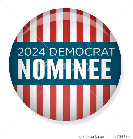 2024 Vote Democrat Design with Patriotic Nominee Red white and Blue Stars and Stripes 113704254