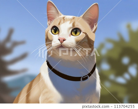 A cat looking up 113704255
