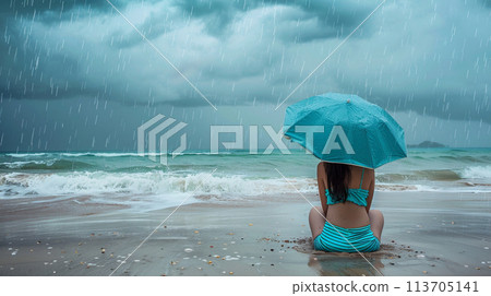 一個女人在下雨天看海 113705141