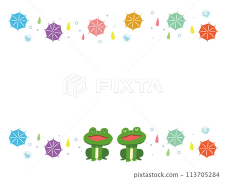 Pop frog and rain frame illustration 113705284