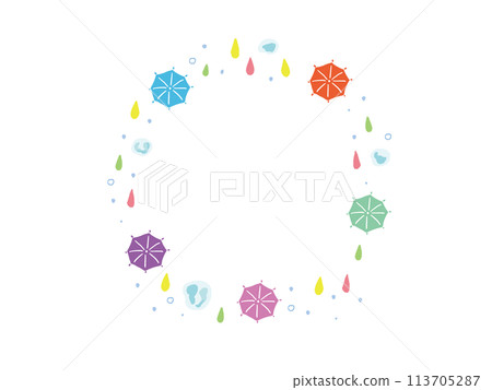 Top view umbrella and rain round frame illustration set Top view umbrella and rain round frame illustration set 113705287
