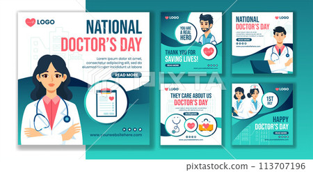 Doctors Day Social Media Post Flat Cartoon Hand Drawn Templates Background Illustration Doctors Day Social Media Post Flat Cartoon Hand Drawn Templates Background Illustration 113707196