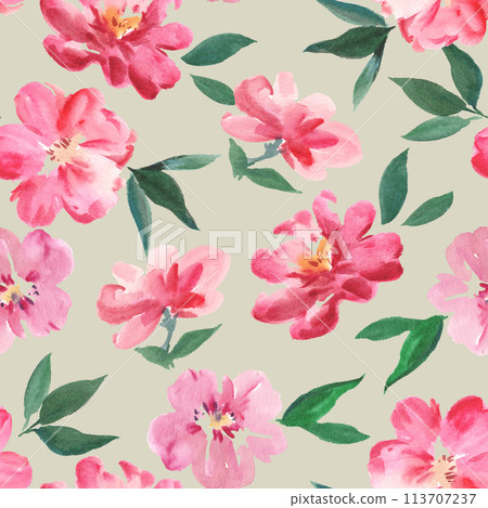 Modern watercolor seamless pattern with cute colorful red and pink rose flowers. Hand-drawn artistic illustration. Modern watercolor seamless pattern with cute colorful red and pink rose flowers. Hand-drawn artistic illustration. 113707237