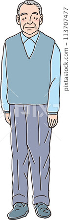 祖父_老人_60歲_70歲_全身插圖 113707477