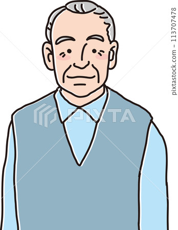 Illustration of an old man_Normal facial expression_Upper body Illustration of an old man_Normal facial expression_Upper body 113707478