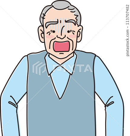 Illustration of an old man turning pale_upper body 113707482