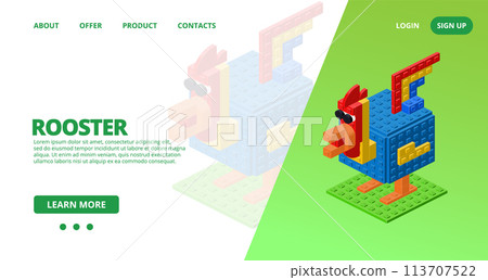 Web template with a rooster. Vector Web template with a rooster. Vector 113707522