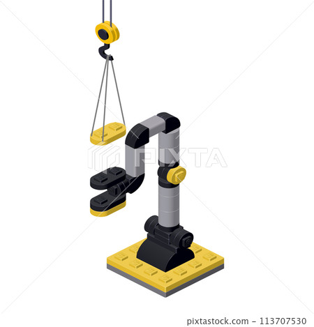 Robot hand production concept on white background. Vector 113707530