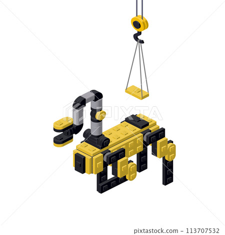 Robot dog production concept on white background. Vector 113707532