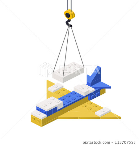 Passenger plane production concept on white background. Vector Passenger plane production concept on white background. Vector 113707555