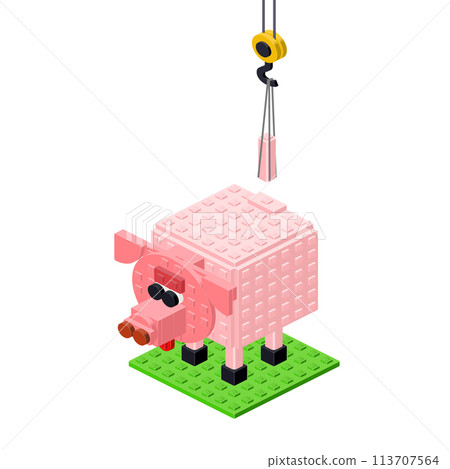 Pig breeding concept on white background. Vector Pig breeding concept on white background. Vector 113707564