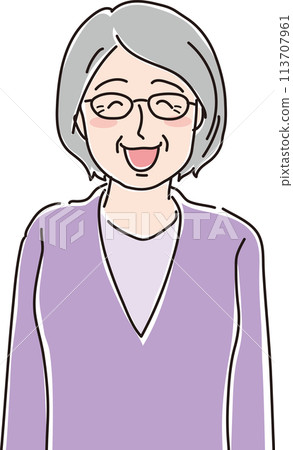 Grandmother's illustration_smile_upper body Grandmother's illustration_smile_upper body 113707961