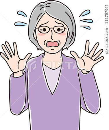 Illustration of a grandmother in a hurry_upper body 113707965