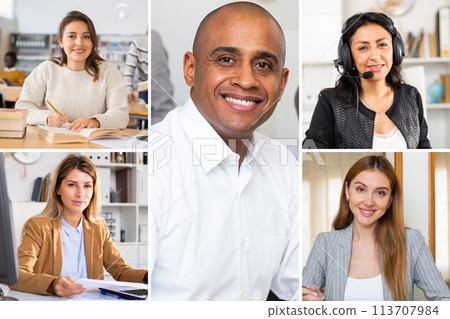Screen of online meeting of business people Screen of online meeting of business people 113707984
