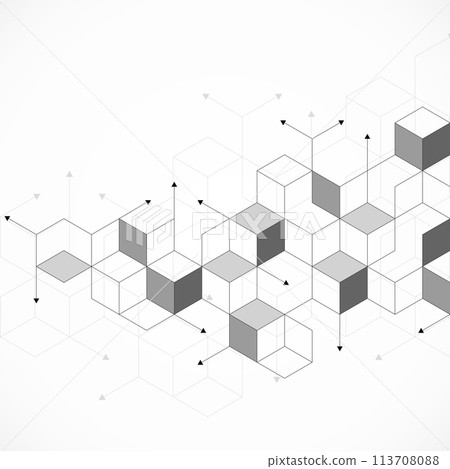Abstract geometric background with isometric blocks, polygon shape pattern Abstract geometric background with isometric blocks, polygon shape pattern 113708088