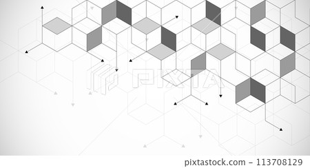 Abstract geometric background with isometric blocks, polygon shape pattern Abstract geometric background with isometric blocks, polygon shape pattern 113708129
