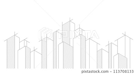 Architectural drawing with building construction 113708133