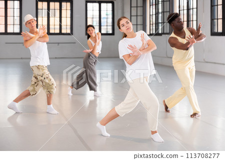 dancers training in a dance studio dancers training in a dance studio 113708277