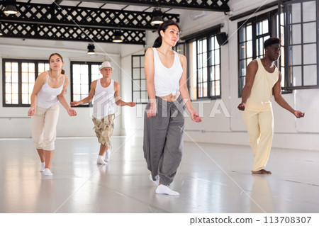 dancers training in a dance studio 113708307