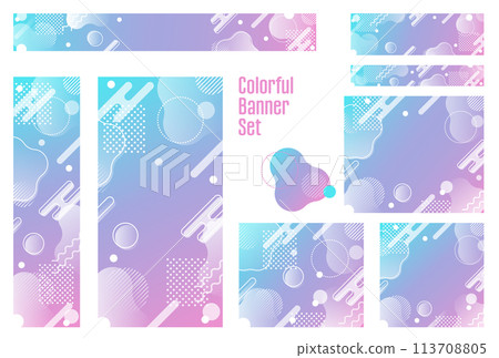 Banner set_Memphis pattern 113708805