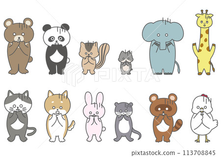 對癌症有反應的可愛手繪動物插圖集 113708845