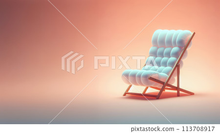 Fun Beach Chair on the Pastel Background with Creative Copy Space Summer Vacation Concept. Fun Beach Chair on the Pastel Background with Creative Copy Space Summer Vacation Concept. 113708917