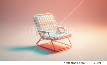 Fun Beach Chair on the Pastel Background with Creative Copy Space Summer Vacation Concept. Fun Beach Chair on the Pastel Background with Creative Copy Space Summer Vacation Concept. 113708918