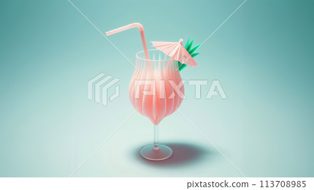 Beach Drink Cocktail on pastel background with creative copy space. Summer Vacation Concept. Beach Drink Cocktail on pastel background with creative copy space. Summer Vacation Concept. 113708985