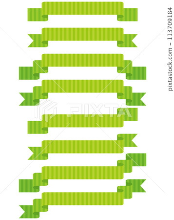 一組 8 條帶有條紋圖案的簡單絲帶(綠色)的插圖 一組 8 條帶有條紋圖案的簡單絲帶(綠色)的插圖 113709184