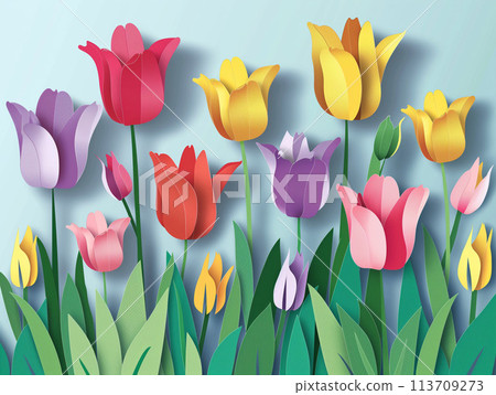 色彩繽紛的鬱金香紙工藝 113709273