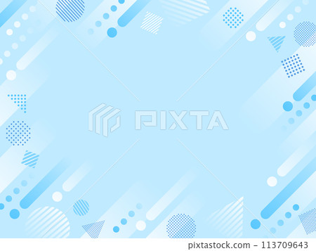 具有淺藍色上升線、點和條紋圖案的圓三角形方框 113709643