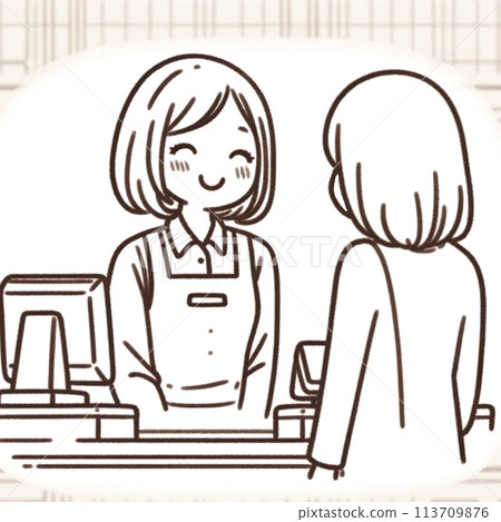 shopkeeper and customer shopkeeper and customer 113709876