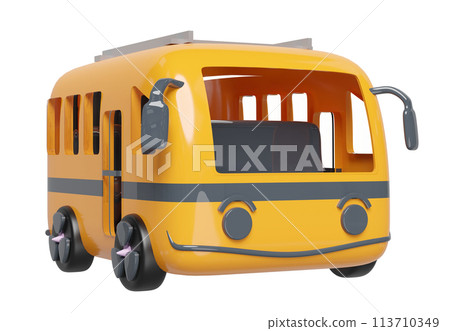 3d orange bus isolated. public transportation concept, 3d render illustration 3d orange bus isolated. public transportation concept, 3d render illustration 113710349