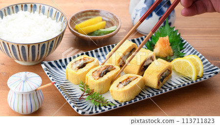 Unagi roll (Eel rolled in dashi broth with eel inside) 113711823