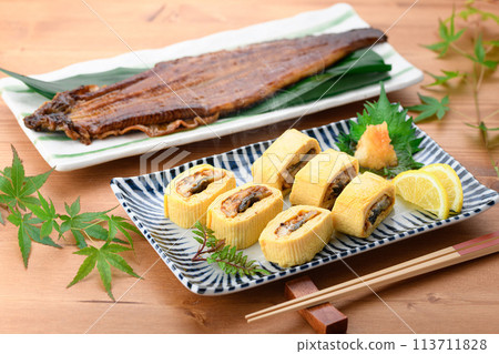 Unagi roll (Eel rolled in dashi broth with eel inside) 113711828