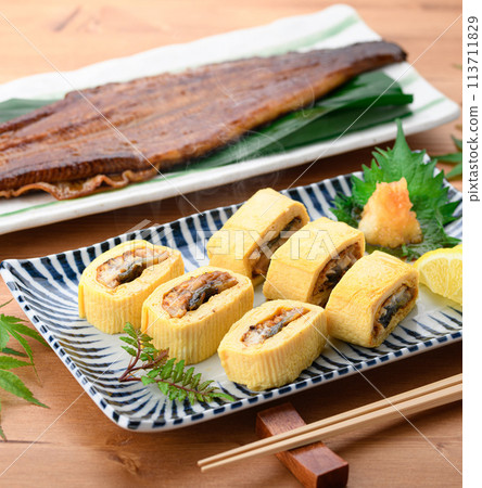 Unagi roll (Eel rolled in dashi broth with eel inside) 113711829