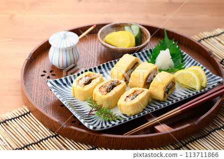 Unagi roll (Eel rolled in dashi broth with eel inside) 113711866