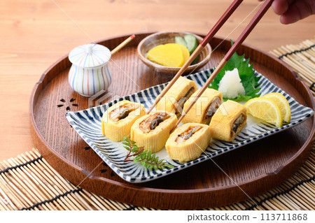 Unagi roll (Eel rolled in dashi broth with eel inside) 113711868