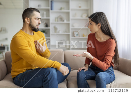 Couple having a serious conversation 113712129